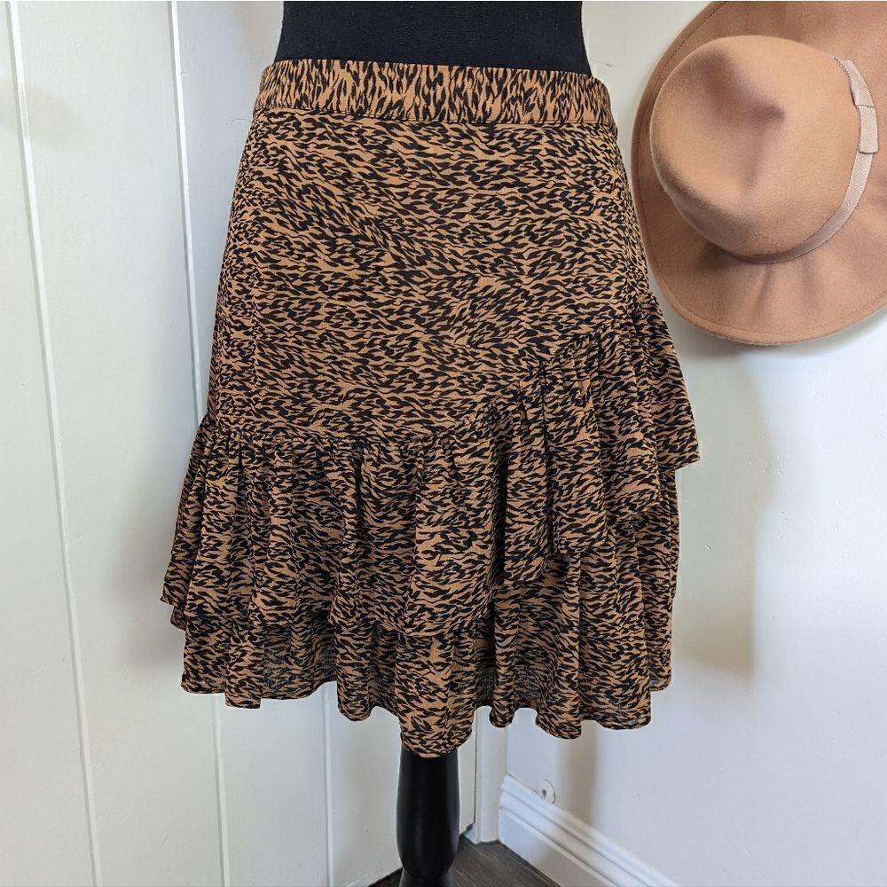 Ted Baker Animal Tiger Print Ruffle Skirt 6 Boho Glam Rock Whimsigoth Rebel Punk - Picture 3 of 15